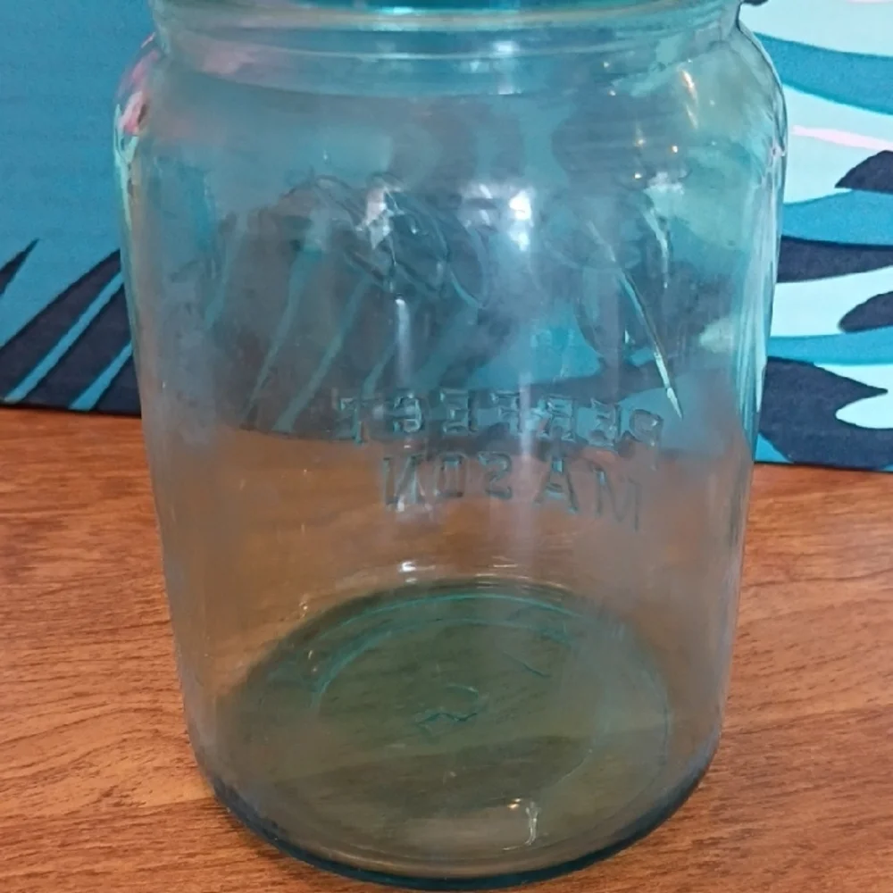 Ball Perfect Mason Jar - Aqua Blue Pint Size Vintage #5